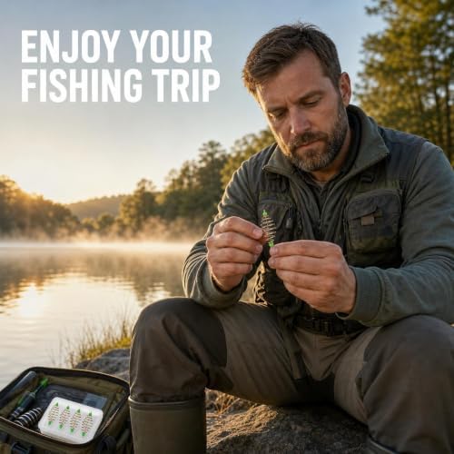 Fishing Bait Cage 40Pcs, Carbon Steel Carp Bait Cage Olive Shape Spring Feeder with Luminous Pendant Bead, Coarse Hair Rig Bait Holder for Carp Catfish Fishing Tackle Accessories - Image 7