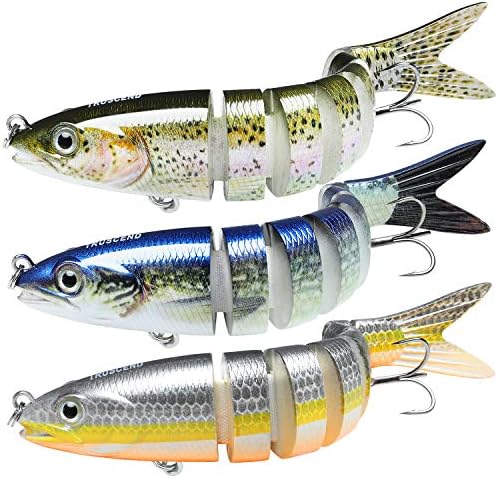 TRUSCEND Swimmax Easy Catch Fishing Lures with BKK Hooks, Wiggling, Vibrating, Rattling and Gurgling for More Bites, Heavy-Duty Dyneema Fiber Jointed Swimbaits for Bass, Trout, Crappie, Walleye, Pike by TRUSCEND