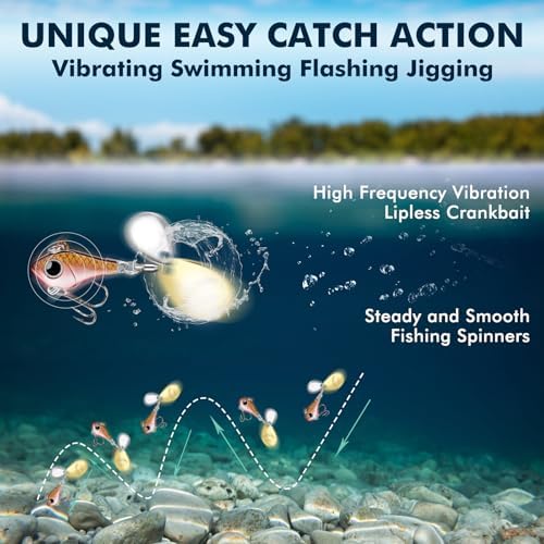 TRUSCEND Swim or Jig Fishing Spinner Baits for Freshwater and Saltwater, Rooster Tail Fishing Lures for Trout Bass Walleye Crappie Salmon Pike, Blade Bait with Copper Blade - Image 3