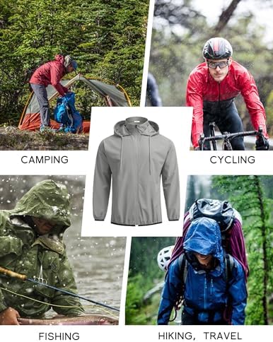 COOFANDY Men's Light Rain Jacket Packable Waterproof Raincoat Windbreaker - Image 6