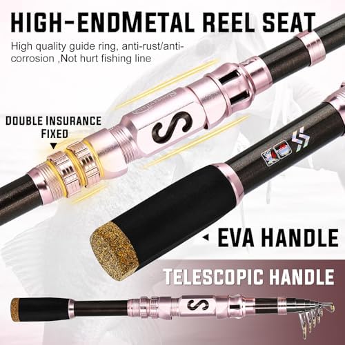 Sougayilang Telescopic Fishing Rod and Reel Combo, Collapsible Travel Fishing Pole and Spinning Fishing Reel, Fishing Gifts for Men/Women Adults - Image 4