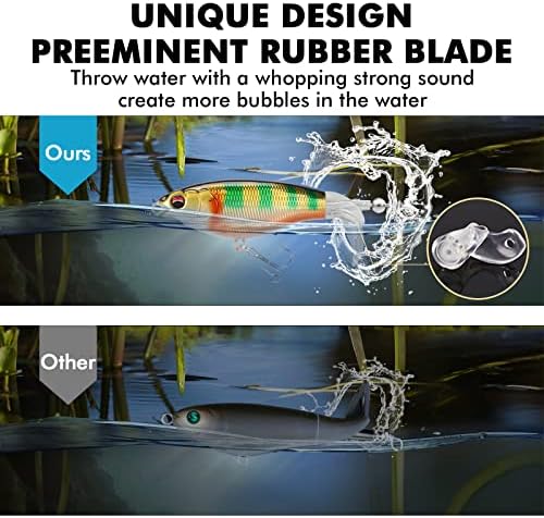 TRUSCEND Top Water Fishing Lures with BKK Hooks, Easy Catch Plopper Lure for Freshwater or Saltwater, Floating Lures for Bass, Pike, Catfish, Surface Wobble PoPobait Bass Baits Fishing Gifts for Men - Image 4