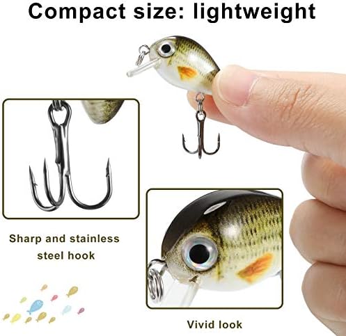 Skylety Mini Bass Fishing Lures Crankbaits Hard Baits with Box - Image 3