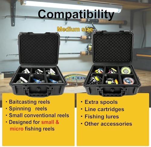 Fishing Reels Storage Case,Tackle Accessories Storage Handcase,Black,Medium - Image 2