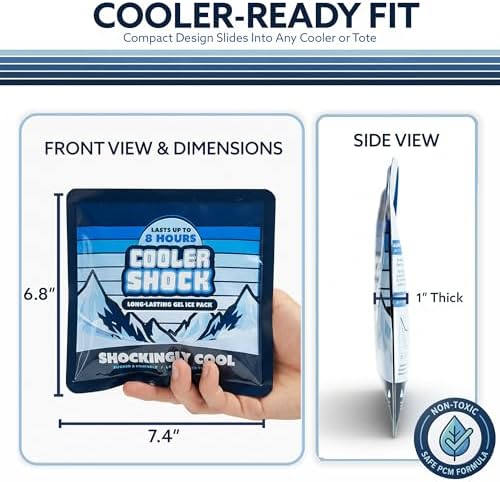 Cooler Shock Reusable Ice Packs for Cooler - Long Lasting Cold Freezer Packs for Coolers and Lunch Boxes - Cooler Ice Packs for Camping Gear, Fishing, Road Trips, Beach Must Haves - Image 3