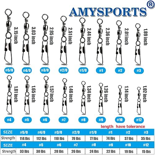 AMYSPORTS Stainless Steel Snap Swivel Saltwater High Strength Snaps Fishing Barrel Line Connector Fishing Swivels Barrel Safety Snap Fishing Tackle Stainless Steel Accessories - Image 4