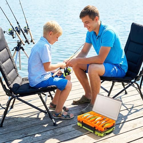 3 Pack Double Sided Fishing Lure Tackle Box, 14 Compartments Clear Plastic Storage Case Organizer, Visible Hard Bait Container for Lures and Jewelry Beads Earring Hook (3 Color) - Image 5