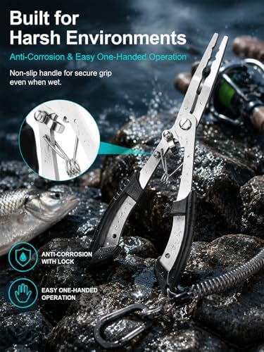 420 Stainless Steel Fishing Pliers, Multi-functional Fishing Tools Hook Remover Line Cutter Pliers, Lockable Handy Fishing Gear for Saltwater Freshwater, Gifts for Men - Image 4