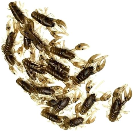 New (Qty 20) 1" Micro Craw Scented Finesse Drop Shot Crappie JIG Bluegill Brown CRAWDAD Lure Bait Fishing Equipment Set CE-0085DR by Unknown