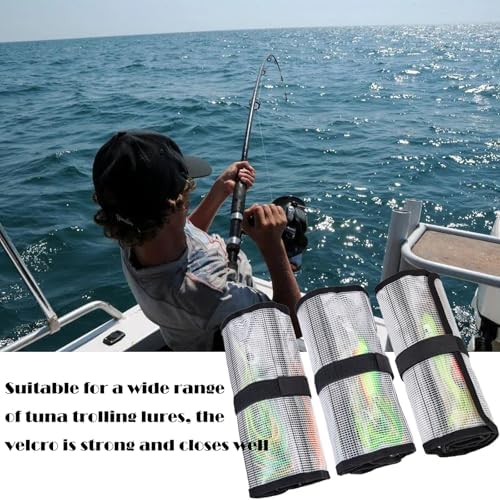 Roll Up Fishing Lure Wraps Set-Durable Lure Bag 6 Pocket PVC Protective Cover Saltwater Hook Covers Fabric Lure Protector Trolling Lure Tackle Box - Image 7