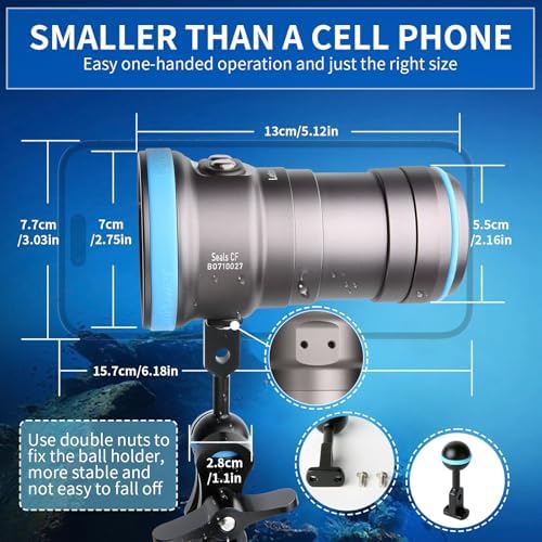 Seal CF 6000 Lumen Dive Light for Underwater Photography, 100m Underwater Video Light 96 CRI with 120 Degree Wide Beam Angle Scuba Flashlight for Professional Dive Photography Fill Light - Image 5