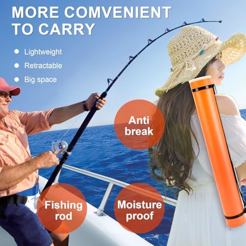 DEWEL Poster Tube, Waterproof Poster Holder Plastic Expandable Poster/Art/Document Storage Tube 24.5" to 40", Adjustable Poster Storage Blueprint Holder with Carrying Strap (Orange-Large Size) - Image 7