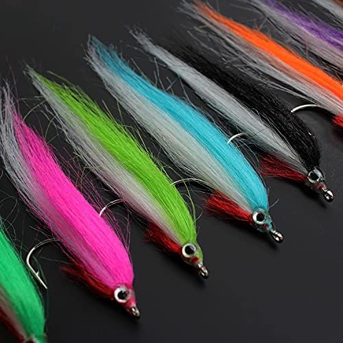 Tigofly 20 pcs 1/0 UV Colors High Carbon Hook Polar Fry Salmon Trout Sea Bass Steelhead Minnow Fly Fishing Flies Lure Set by TigoflyFlyFishingFactory