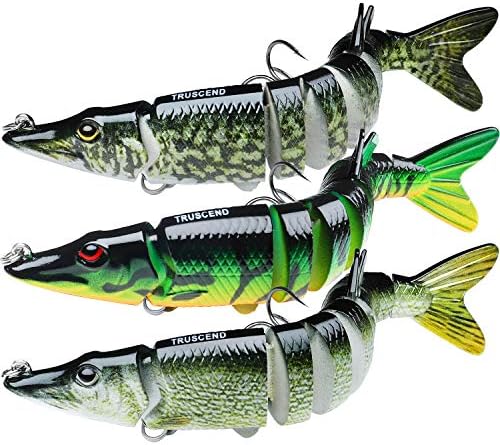 TRUSCEND Swimmax Easy Catch Fishing Lures with BKK Hooks, Wiggling, Vibrating, Rattling and Gurgling for More Bite, Heavy-Duty Dyneema Fiber Jointed Swimbaits for Bass, Trout, Walleye, Crappie, Pike by TRUSCEND