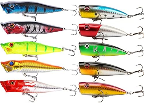 Popper Fishing Lures Topwater Hard Baits Swimbait with Treble Hook by FANGBLUE