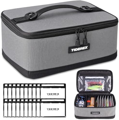 Fishing Tackle Bag with 20 DIY Soft Plastic Bait Bags, Gray by TideRex