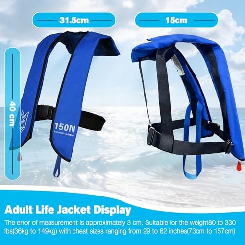 Inflatable Life-Jacket for Adults| Life-Vest with Automatic/Manual Multifunctional Inflation-PFD| Lightweight & Compact Supports up to 300lbs for Kayaking Fishing Boating - Image 4