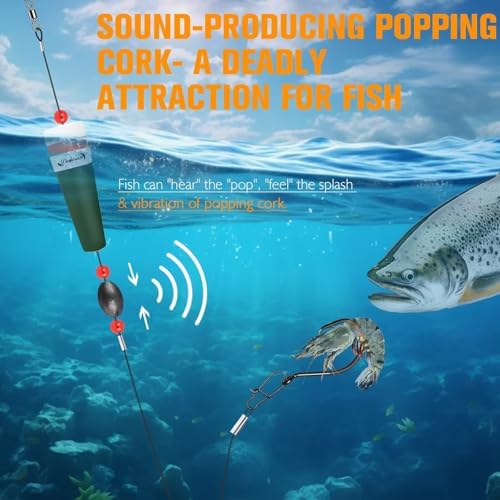 Dovesun Popping Cork Float Rig Weighted Fishing Bobbers Floats Fishing Corks Popping Corks for Saltwater Freshwater Fishing Tackle with 3 Size - Image 2
