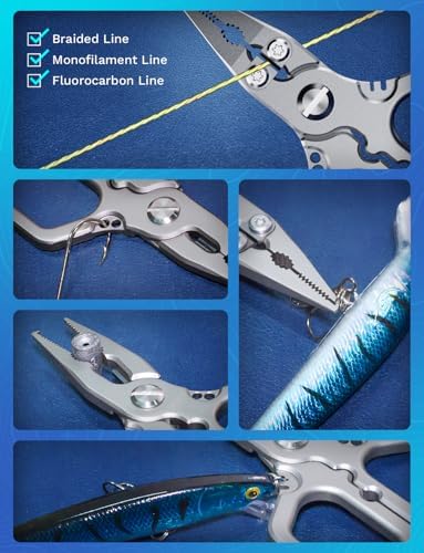 HOOK-EZE Titanium Fishing Pliers, 4.1" Saltwater Resistant Fishing Scissors,Tungsten Cutters, Knot Tying Tool with Lanyard, Split Ring Hook Remover, Gifts for Men - Image 4