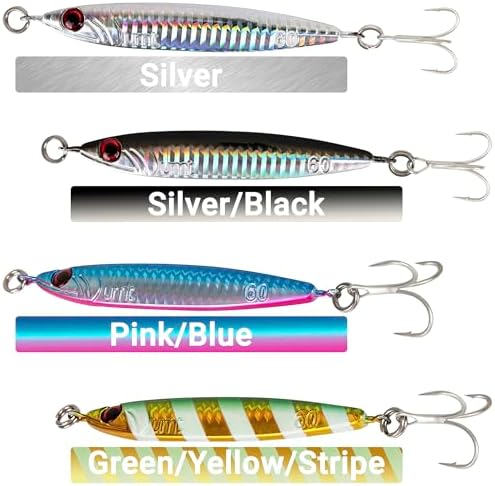UMT 40g & 60g Multi-Color Saltwater Casting Jigs for Sea Bass, Fluke and Porgy Fishing - Set with Sharp Treble Hooks, Handcrafted - Image 2