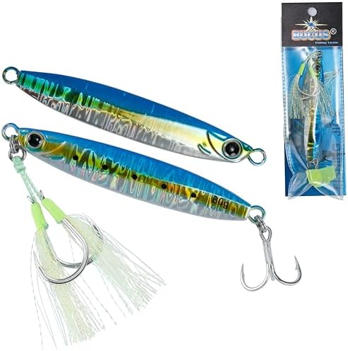 Easy Catch Fishing Jigs Saltwater Laser Lures Jigs Vertical Jigging Spoon Baits for Boat Fishing with Treble Hooks and Double Assist Hook Ideal for Tuna Grouper Snapper Salmon Bass Rockfish Lingcod by SpecializinginFishingTackle