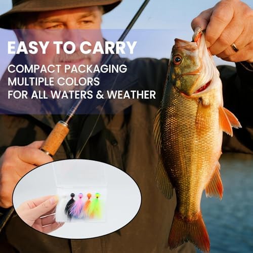 Natufish Crappie Jigs 5Pcs Hand Tied Marabou Jigs for Freshwater Fishing - Image 5