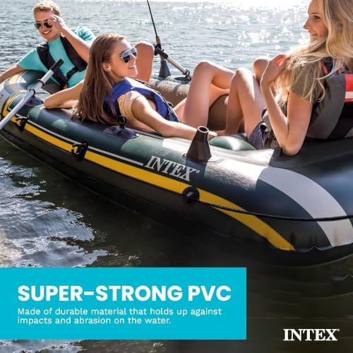 INTEX Seahawk 3-Person Inflatable Fishing Boat Set with Oars and Pump - Image 4