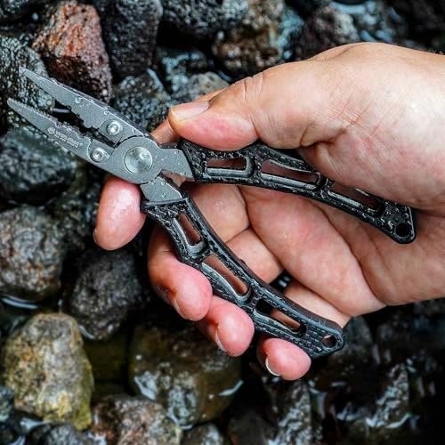 Fishing Pliers for Saltwater & Freshwater, with line Cutter, 6 or 7.5 inch, Hook Remover Pliers, SUS420 Jaws with Titanium Coating, Tungsten Carbide Cutter (Black, 6 inch) - Image 2