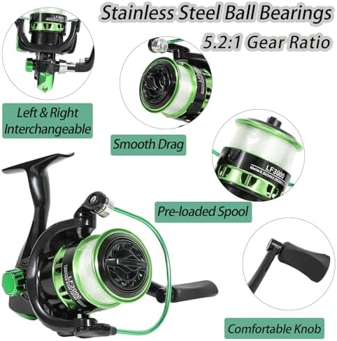 Tripquips Fishing Rod, 6.9ft Telescopic Fishing Rod and Reel Combo with Fishing Pliers and Lip Gripper Fishing Equipment, 5.2:1 Pre-Loaded Spinning Reel Combo Set Fishing Pole - Image 6