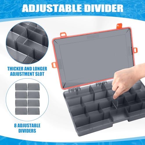 Wonderjune 6 Pack Fishing Tackle Box Waterproof 3700 Tackle Tray, Orange - Image 6