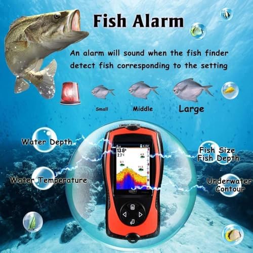 LUCKY Portable Fish Finder Transducer Sonar Sensor 147 Feet Water Depth Finder LCD Screen Echo Sounder Fishfinder with Fish Attractive Lamp for Ice Fishing Sea Fishing - Image 4