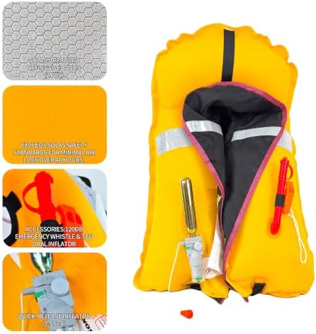 Automatic Inflatable Life Jacket,Preserver PFD for Adults,Life Vest for Adult,Supports Weight up to 330 pounds - Image 4