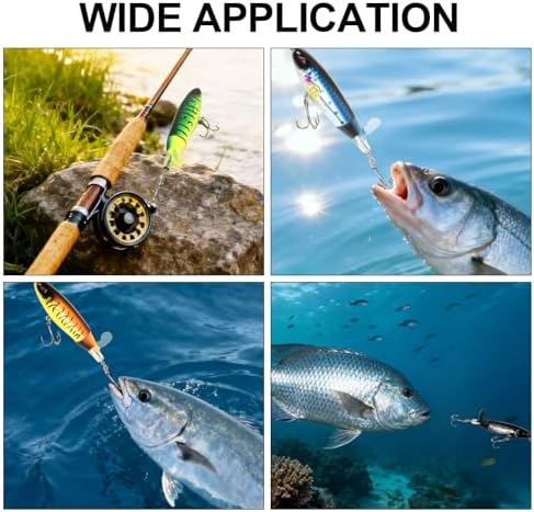 Popper Top Water Fishing Lure: Whopper Fishing Lures with Floating Rotating Tail Barb Treble Hooks Saltwater Freshwater for Bass - Image 6