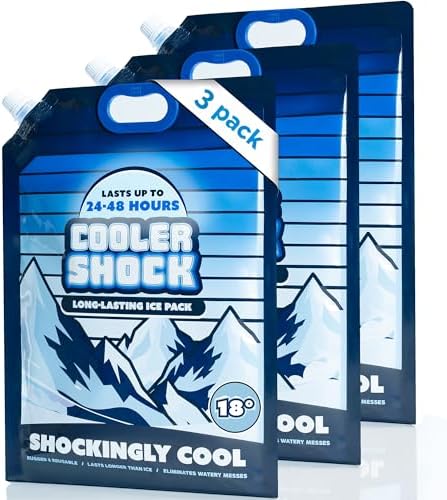 Cooler Shock Reusable Ice Packs for Cooler - Long Lasting Cold Freezer Packs for Coolers and Lunch Boxes - Cooler Ice Packs for Camping Gear, Fishing, Road Trips, Beach Must Haves by CoolerShock