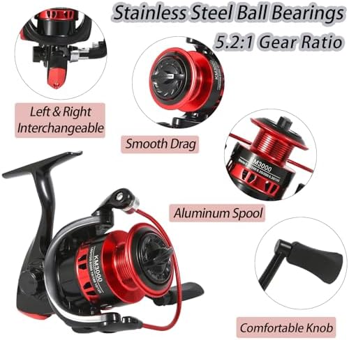 Tripquips Fishing Rod, 6.9ft Telescopic Fishing Rod and Reel Combo with Fishing Pliers and Lip Gripper Fishing Equipment, 5.2:1 Pre-Loaded Spinning Reel Combo Set Fishing Pole - Image 6