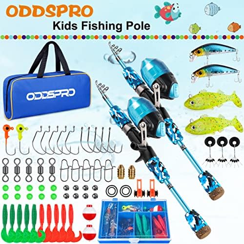 ODDSPRO Kids Fishing Pole Pink, Portable Telescopic Fishing Rod and Reel Combo Kit - with Spincast Fishing Reel Tackle Box for Girls, Youth - Image 2
