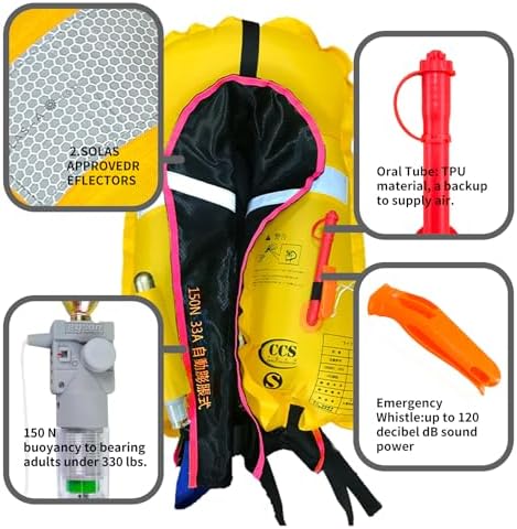 Automatic Inflatable Life Jacket|Life Vest for Adults|PFD Low Profile|Supports up to 330 lbs - Image 4