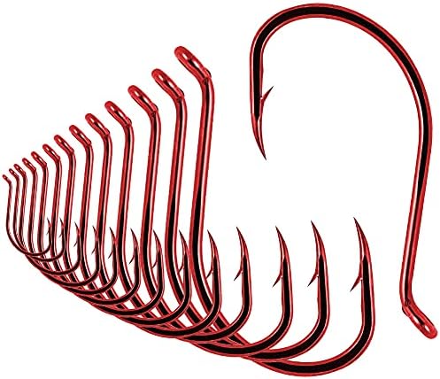 Octopus-Hook-Fishing-Beak-Circle-Hooks-Freshwater-Red-Black-100-50 Pack by XFISHMAN