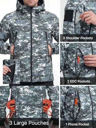 FREE SOLDIER Men's Hooded Waterproof Softshell Jacket - Image 5