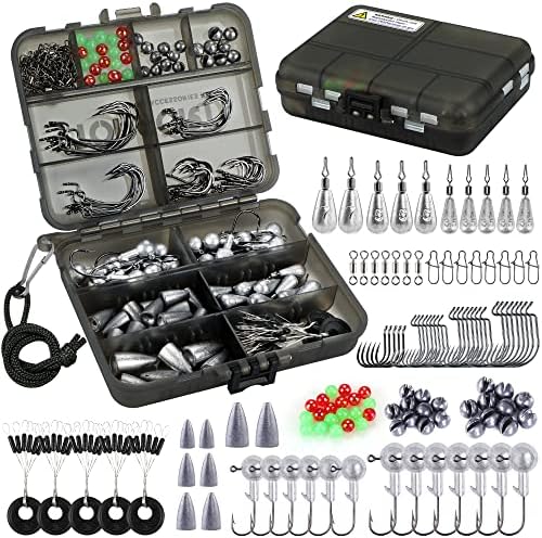 TOPFORT 187/343pcs Fishing Accessories Kit, Organized Fishing Tackle Box with Tackle Included, Fishing Hooks, Fishing Weights Sinkers, Fishing Gear and Equipment, Fishing Gift for Men by TOPFORT