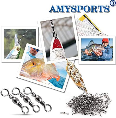 AMYSPORTS High Strength Fishing Swivels Barrel Solid Ring Barrel Fishing Swivel Rolling Fishing Tackle Line Connector Saltwater Freshwater Stainless Steel Accessories - Image 7
