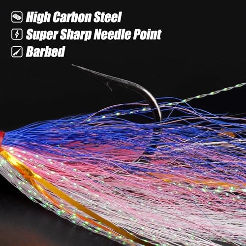 Bucktail Jigs Saltwater Fishing Lures, 5pcs Premium Bucktail Hair Jigs Head Saltwater Striper Lures for Bass Flounder Bluefish Halibut Redfish Surf Fishing 1/4oz 1/2oz 1oz 1.5oz 2oz - Image 4