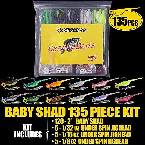 Crappie-Baits- Plastics-Jig-Heads-Kit-Shad-Minnow-Fishing-Lures-for Crappie-Panfish-Bluegill-40 &135 Piece Kit - Image 7