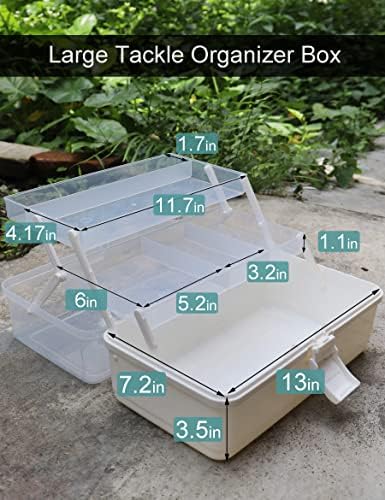 Avlcoaky Tackle Box Large 3 Layers Plastic Portable Storage Box Fishing White Tackle Box Organizer Art Craft Tool Box - Image 2