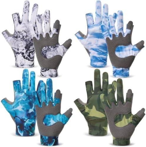 4 Pairs Fingerless Gloves Fishing Gloves, UPF 50+ Breathable, Quick-Drying Sun Protection for Men & Women Anti-Slip for Fishing, Cycling by Funnysoft