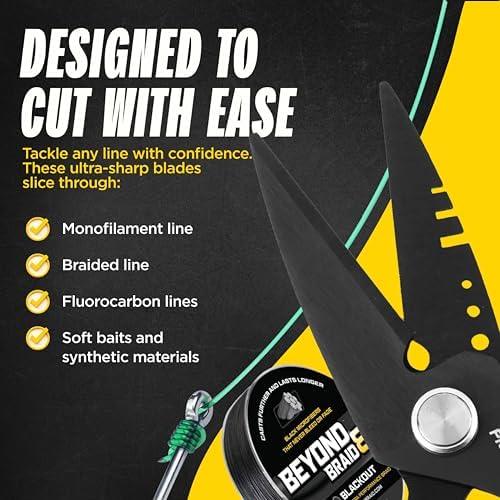 Beyond Fishing 6.5" Pro Fishing Shears Dual Serrated Blades, Fishing Braided Line Scissors with Titanium Coating, Non-Slip Grip & Multifunction Tool, Includes Hard Molded Locking Sheath - Image 3