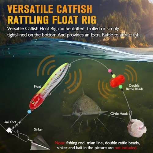 Dovesun Catfish Float Rigs with Catfish Rattles Rattling Catfish Tackle for Bank Fishing Santee Rig 6PCS - Image 4
