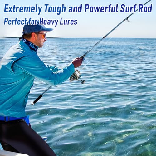 Dr.Fish Spinning Fishing Rod for Surf Fishing, Hard Power, Extra Fast, 3 Section Carbon Fiber Stainless Steel Guide EVA Grip Surf Casting Saltwater Fishing Pole Beach Trolling - Image 7