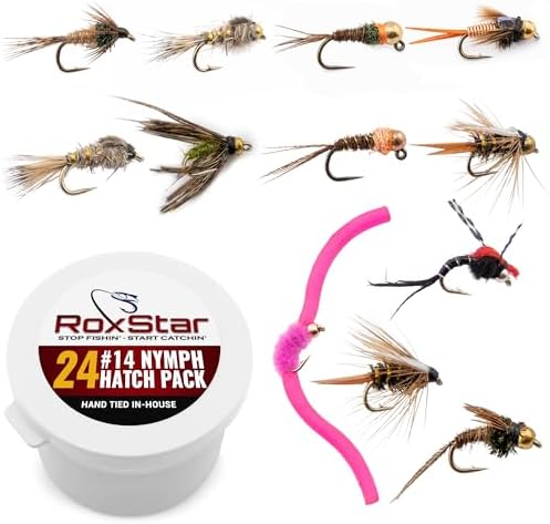 RoxStar Fishing Fly Shop, Premium Stimulator Dry Fly Assortment, Emerger Hatch Pack, Nymph Fly Hatch Pack for Trout and Bass by RoxStarFishing