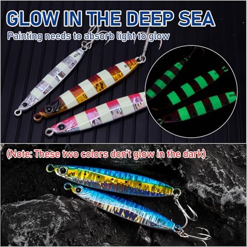 Dr.Fish 3 Pack Saltwater Fishing Jigs Jigging Spoon Fishing Lures Offshore Glow Vertical Diamond Metal Casting Jigs Saltwater Blue 1.5oz - Image 4